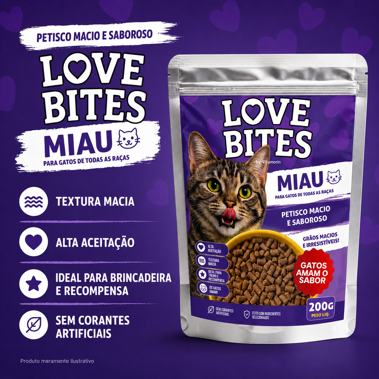 Petisco Para Gatos Love Bites Miau 200g