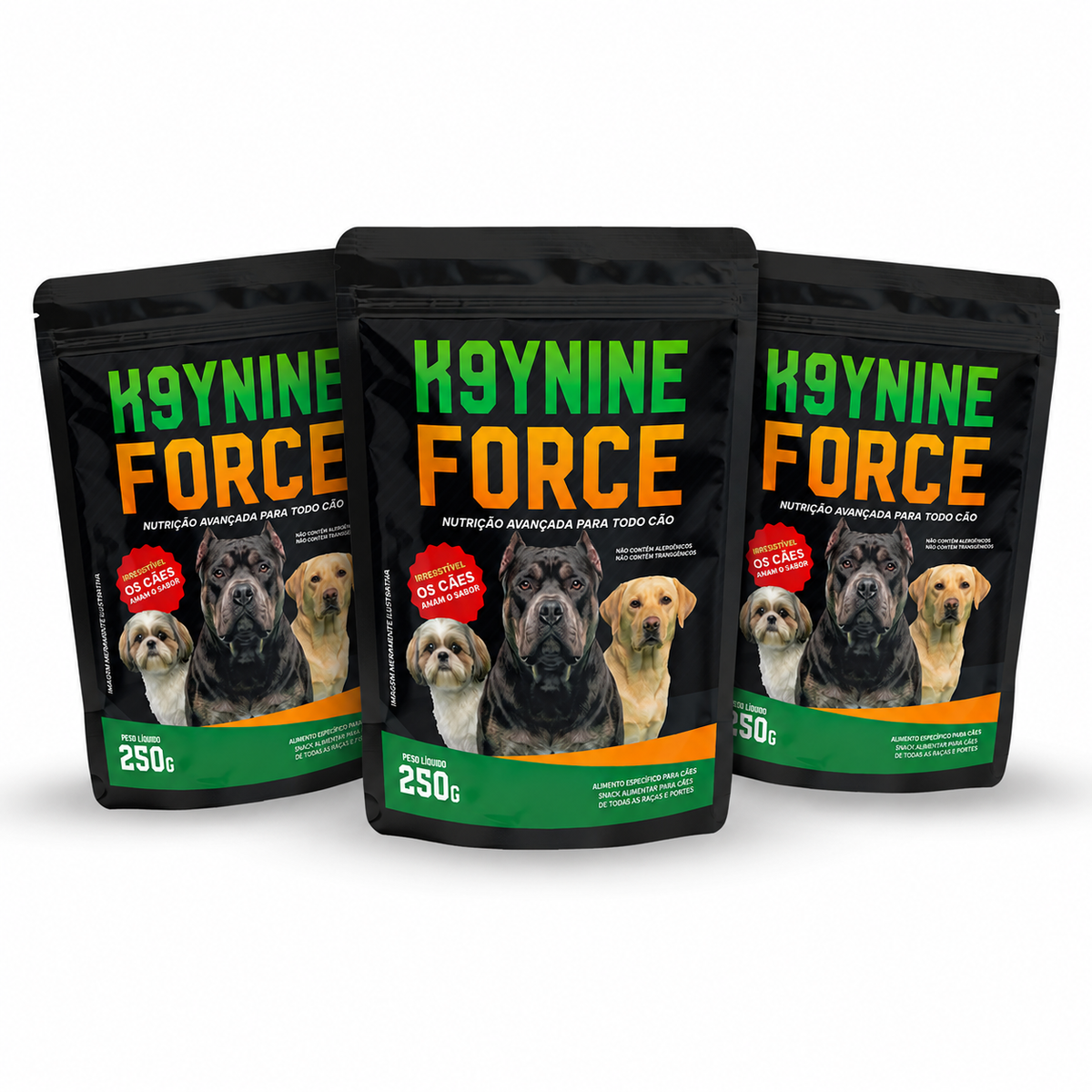Kit 3 Snacks Alimentar K9ynine Force 250g
