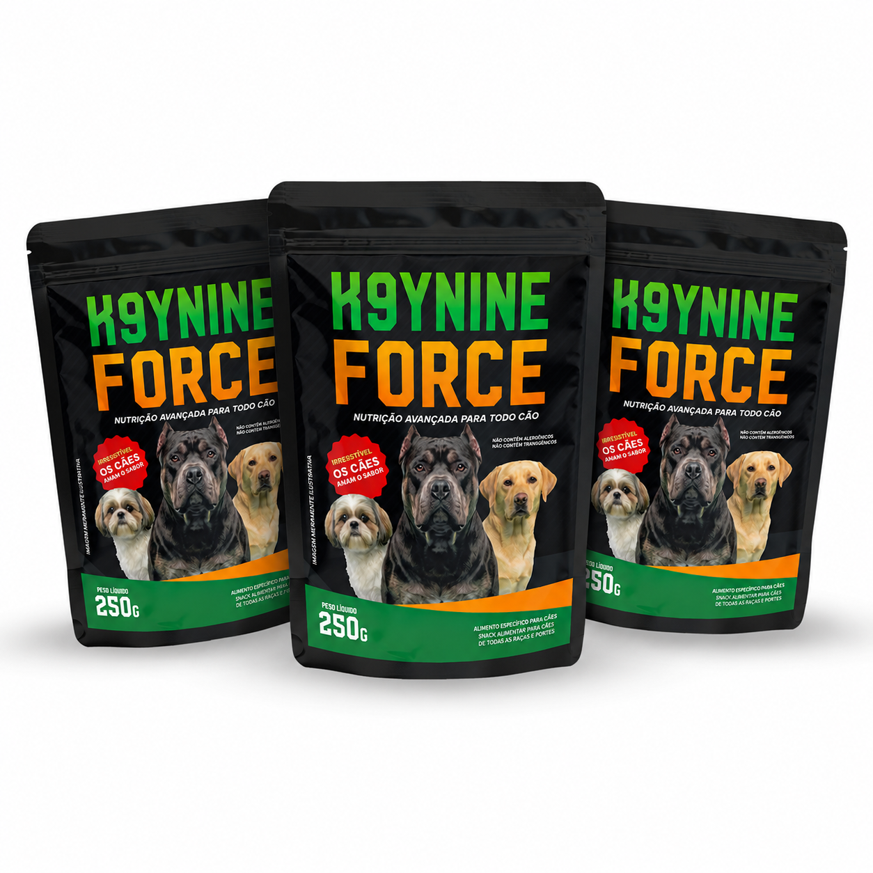 Kit 3 Snacks Alimentar K9ynine Force 250g