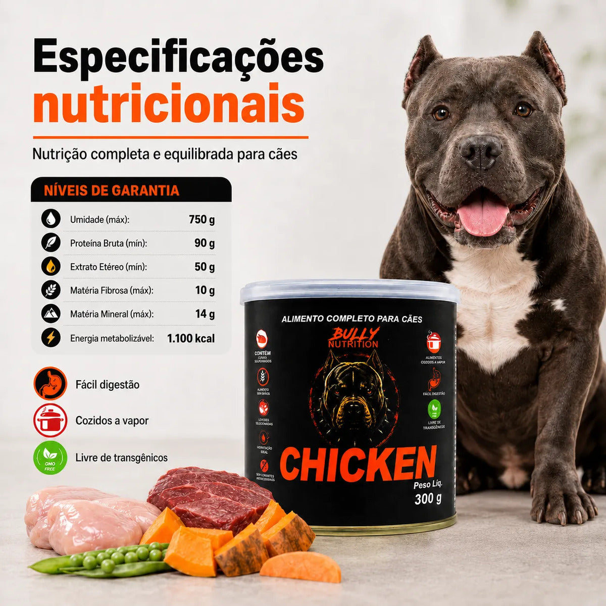 Alimento Úmido Para Cães Bully Nutrition Chicken Frango 300g