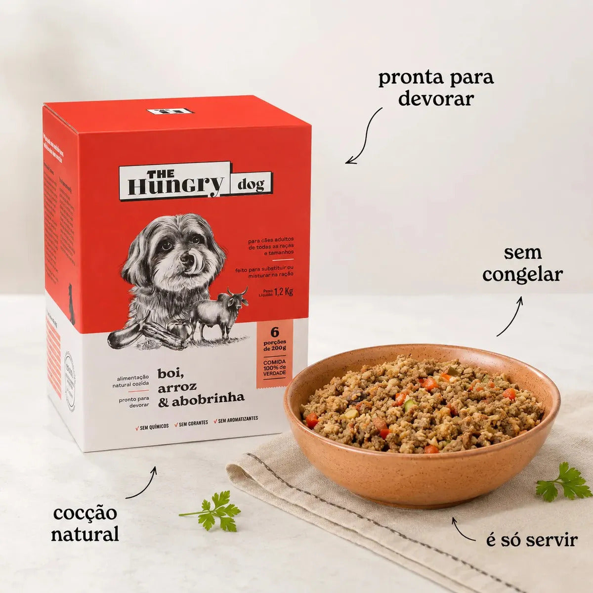 Alimento Natural P/ Cães Sabor Boi, Arroz & Abobrinha 1,2kg