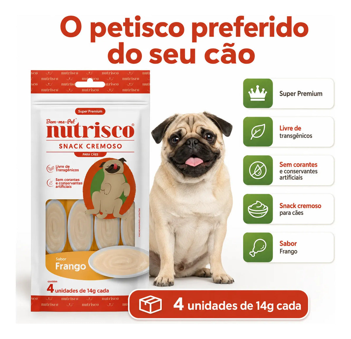 Petiscos Cremoso Nutrisco Para Cães Sabor Frango 14g