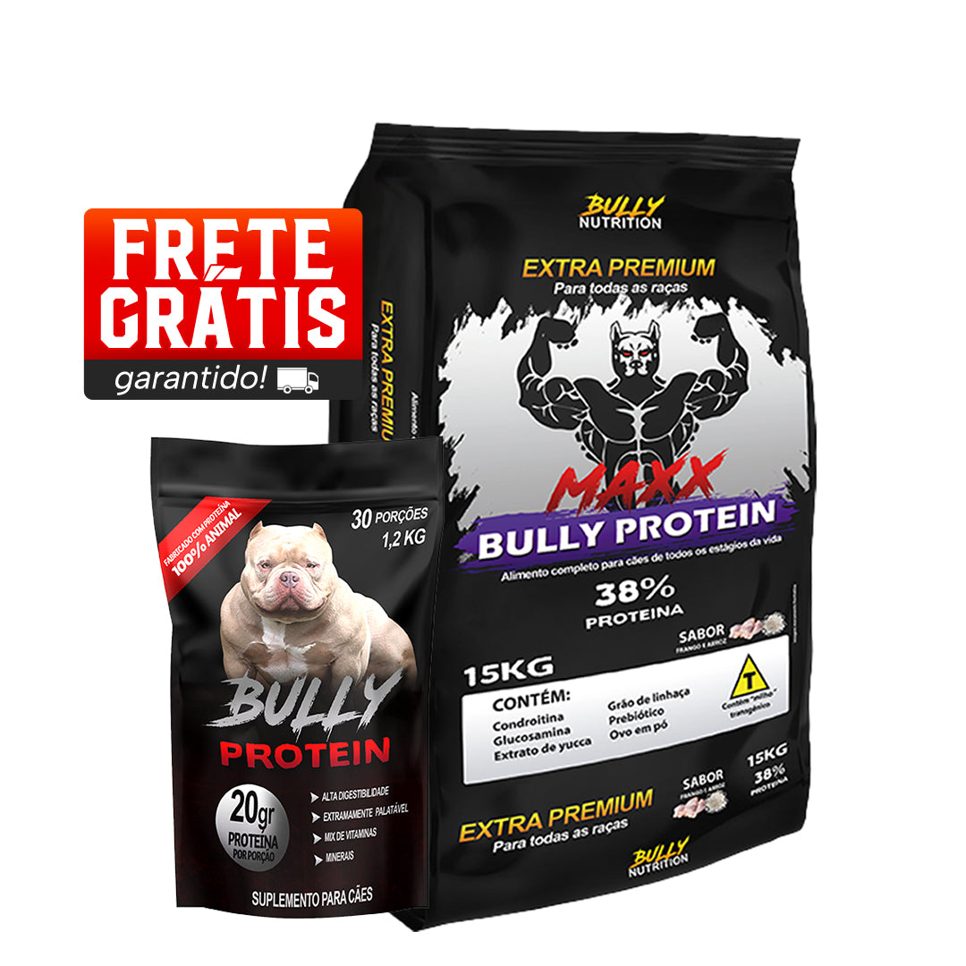 Ração Maxx Bully Protein + Suplemento Bully Protein 1,2 Kg Cachorro Forte + Ganhe Moringa Dog 60g