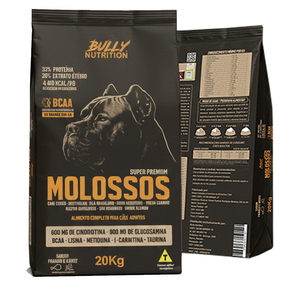 Ração Molossos Super Premium 32% proteína 4.410kcal/kg 20Kg Cachorro Forte Envio Imediato + Ganhe Moringa Dog 60g