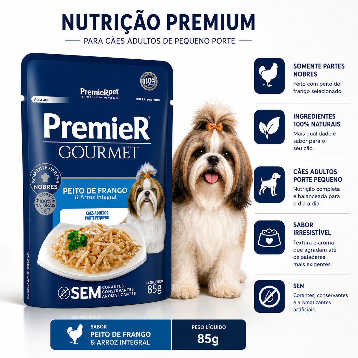 Premier Gourmet P/ Cães Adultos Pequeno Porte Frango 85g
