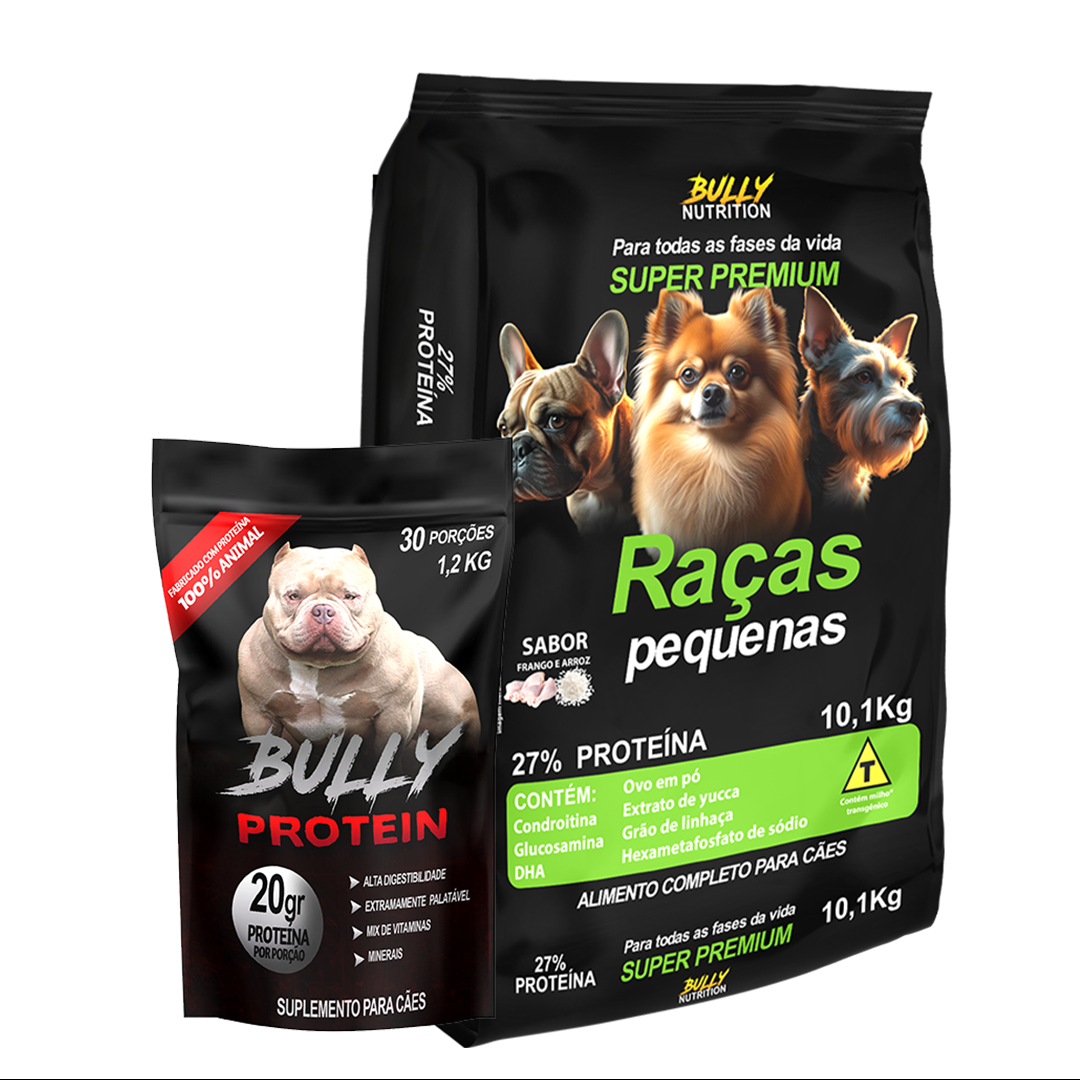 Ração Raças Pequenas + Suplemento Bully Protein 1.2 Kg Cachorro Forte - Assinatura