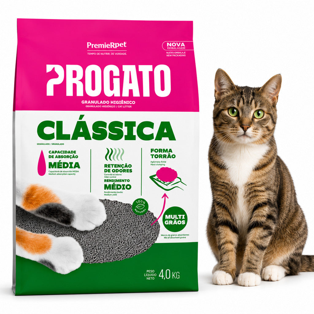 Areia Higiênica ProGatos Clássica Grãos Médios 4Kg