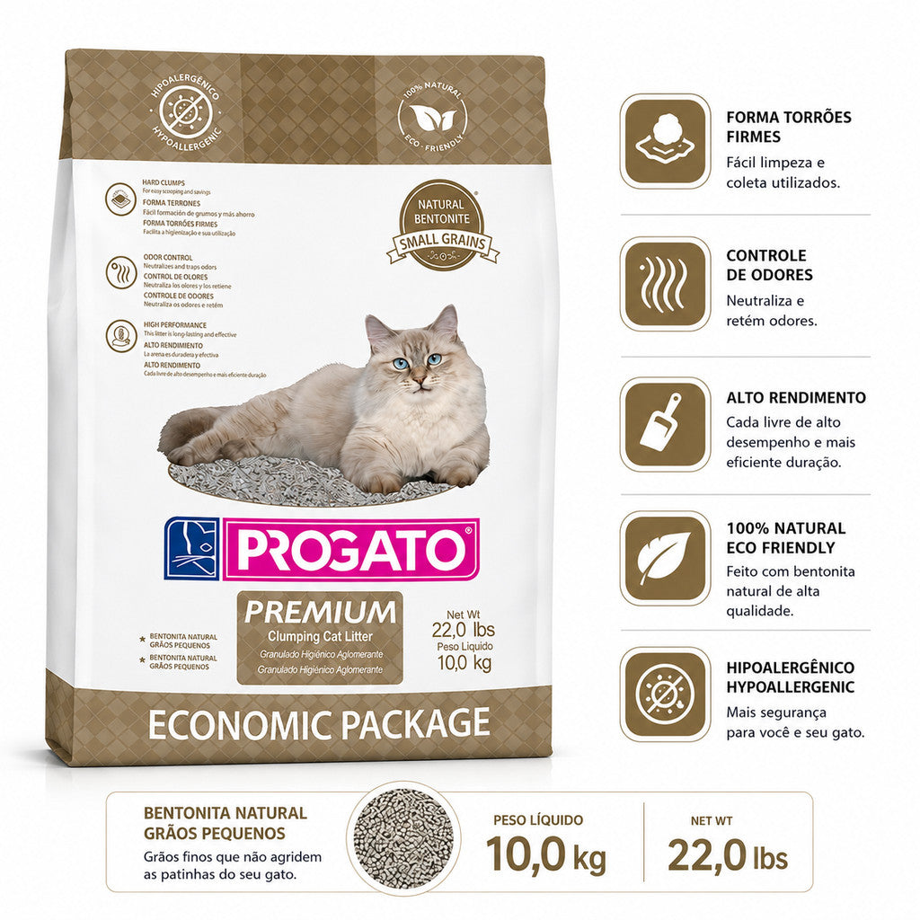 Granulado Higiênico Progato Premium para Gatos 10 kg