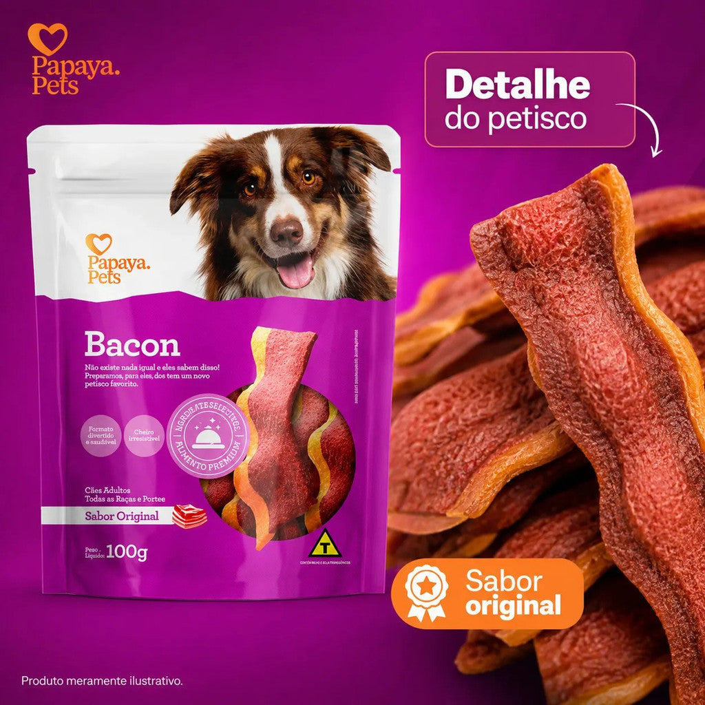 Petisco Papaya Pets Bacon Sabor Original Cães Adultos 100g