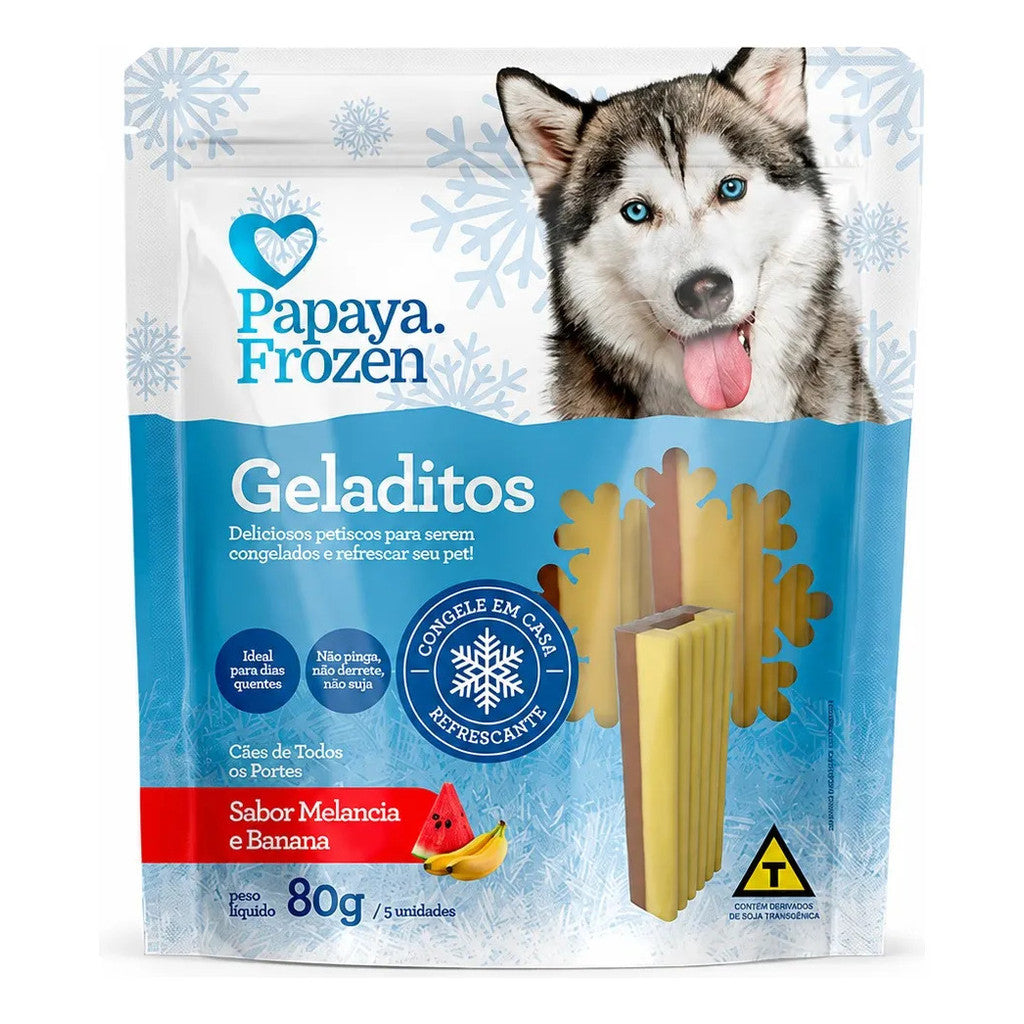 Petisco Papaya Frozen Geladitos Melancia E Banana Cães 80g