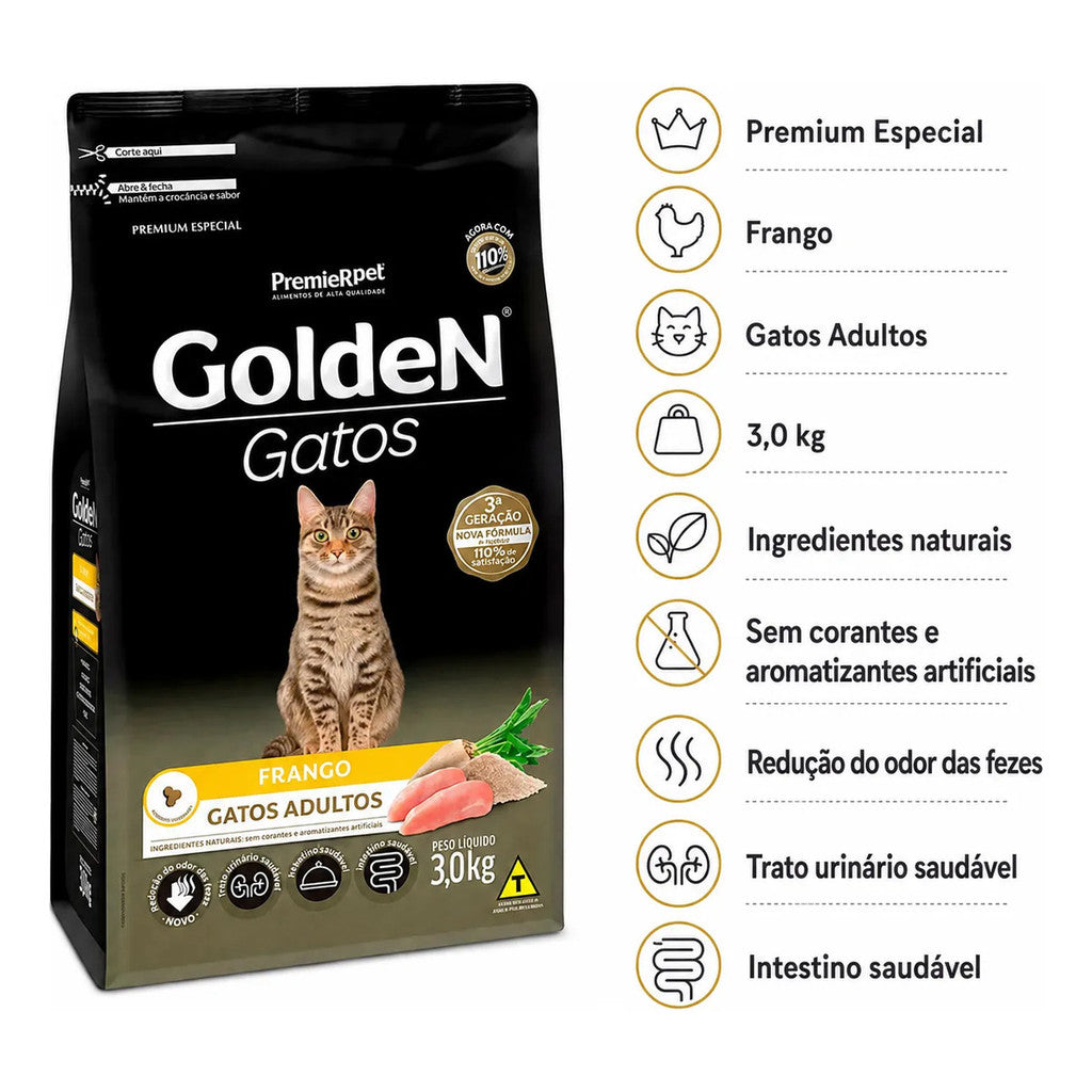 Ração Golden Para Gatos Adultos Frango 3kg