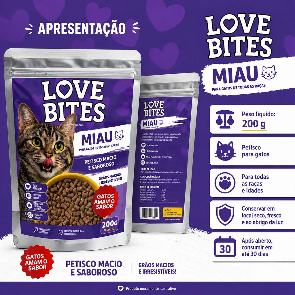 Petisco Para Gatos Love Bites Miau 200g