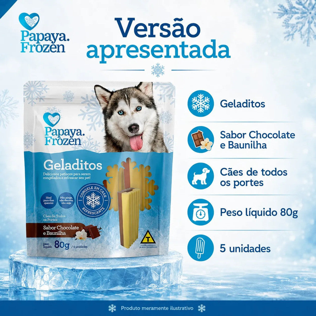 Petisco Papaya Frozen Geladitos Chocolate E Baunilha 80g