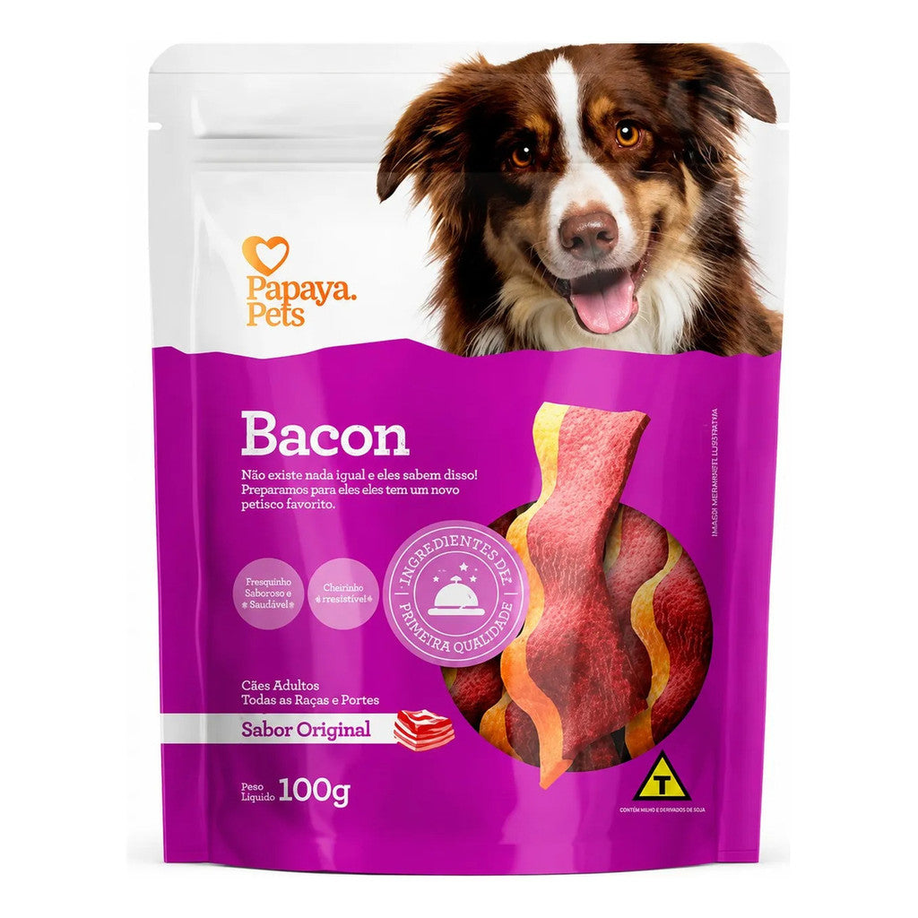 Petisco Papaya Pets Bacon Sabor Original Cães Adultos 100g