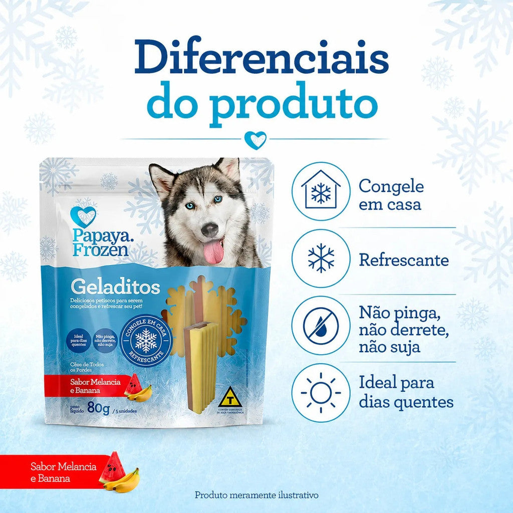 Petisco Papaya Frozen Geladitos Melancia E Banana Cães 80g