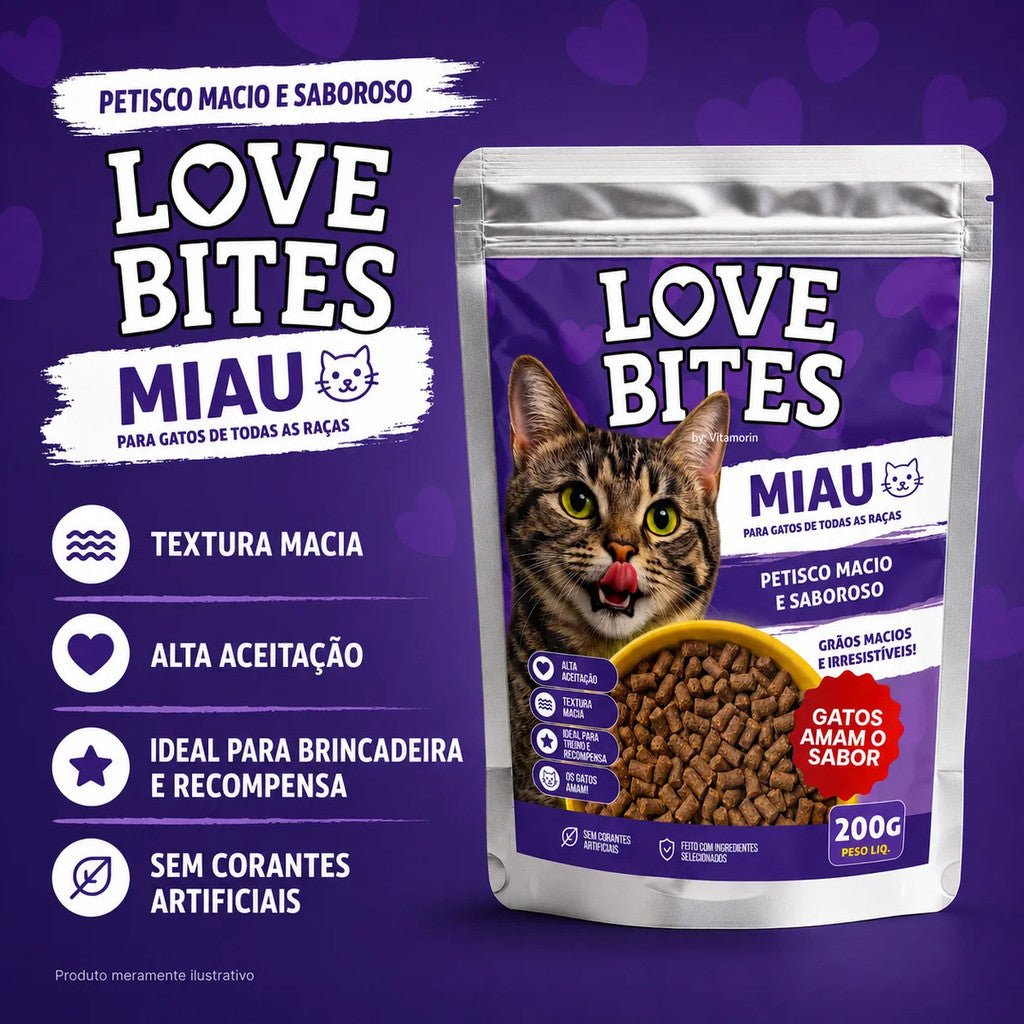 Petisco Para Gatos Love Bites Miau 200g