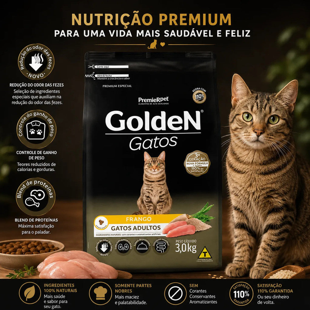 Ração Golden Para Gatos Adultos Frango 3kg