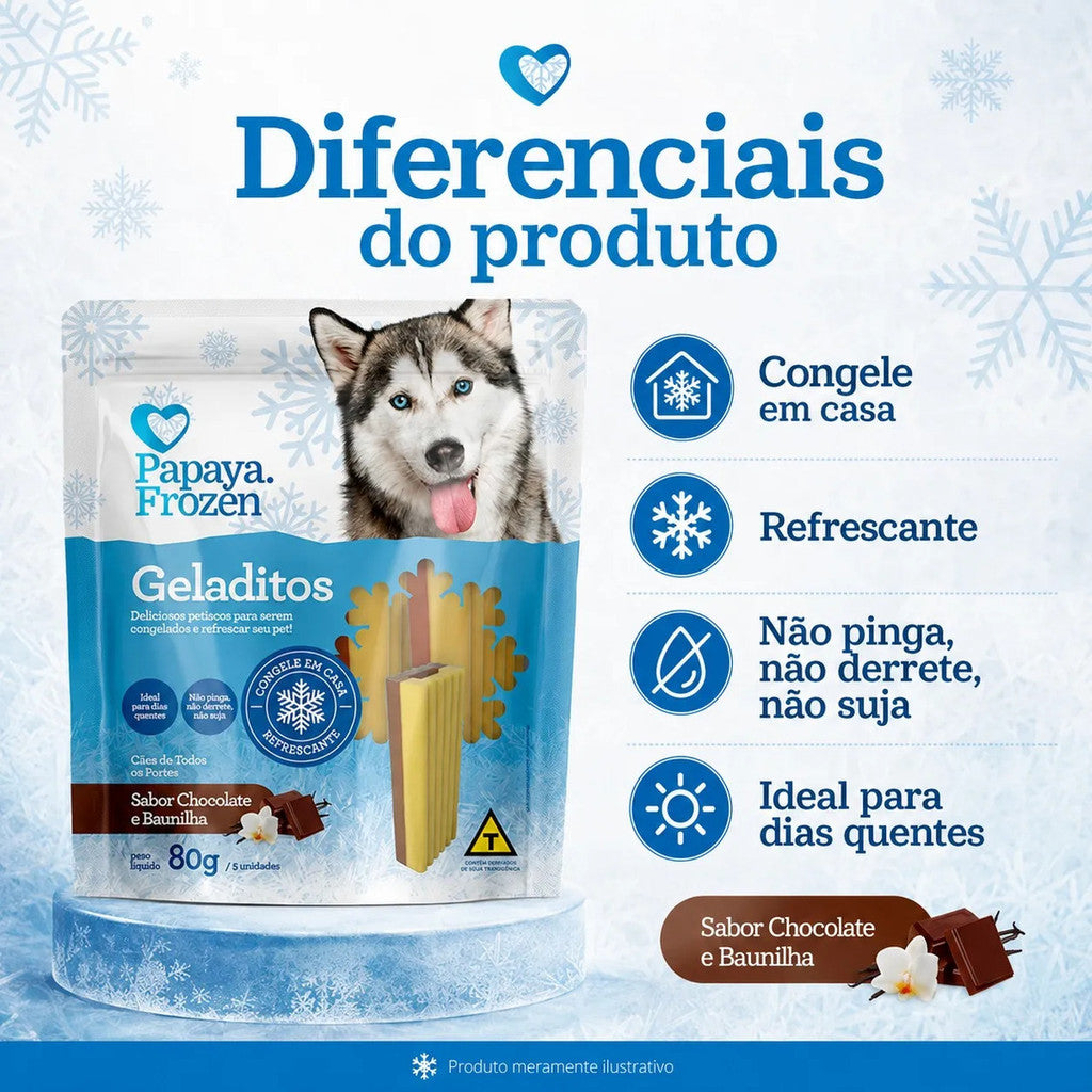 Petisco Papaya Frozen Geladitos Chocolate E Baunilha 80g