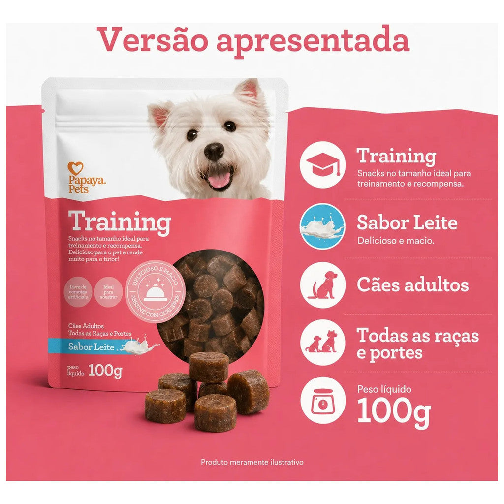 Petisco Papaya Pets Training Sabor Leite Cães Adultos 100g