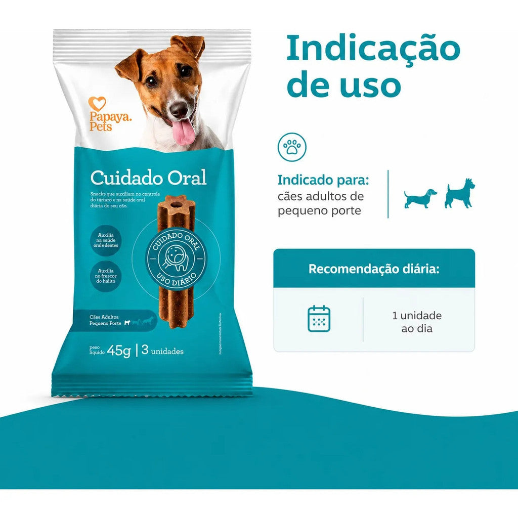 Petisco Papaya Pets Cuidado Oral Raças Pequenas 45g