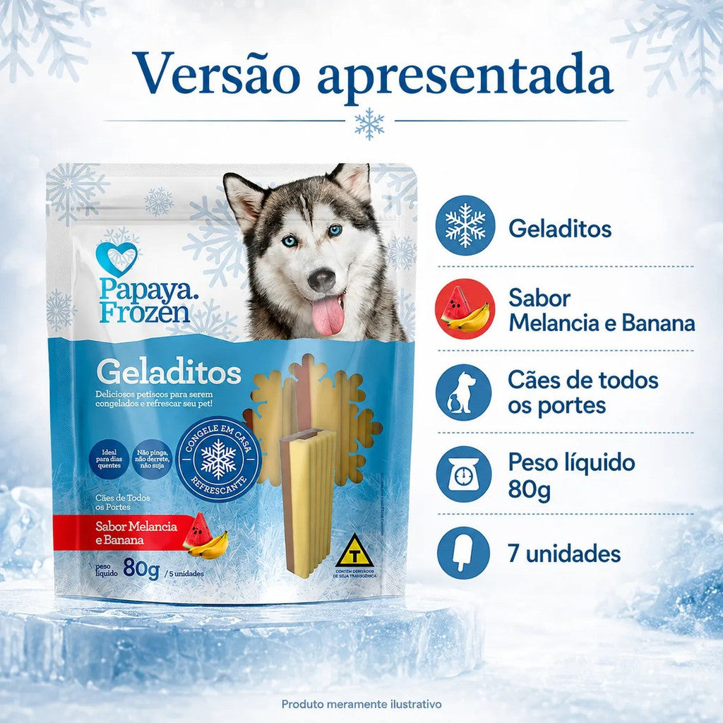 Petisco Papaya Frozen Geladitos Melancia E Banana Cães 80g