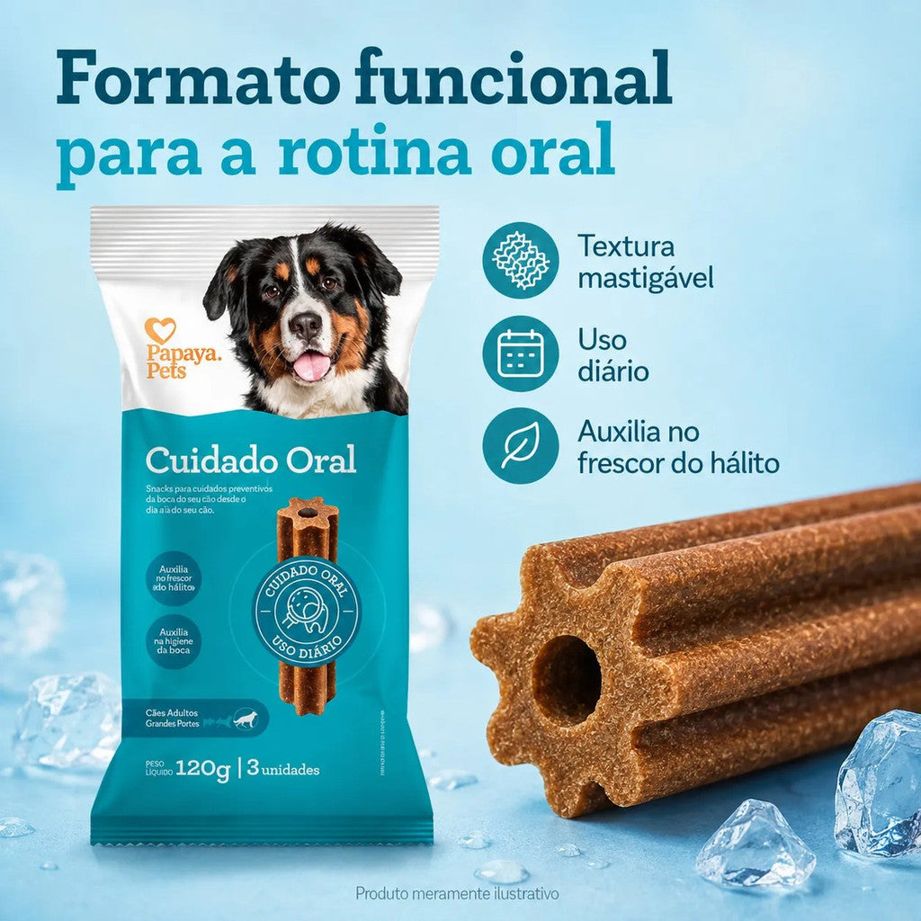 Petisco Papaya Pets Cuidado Oral Raças Grandes 120g