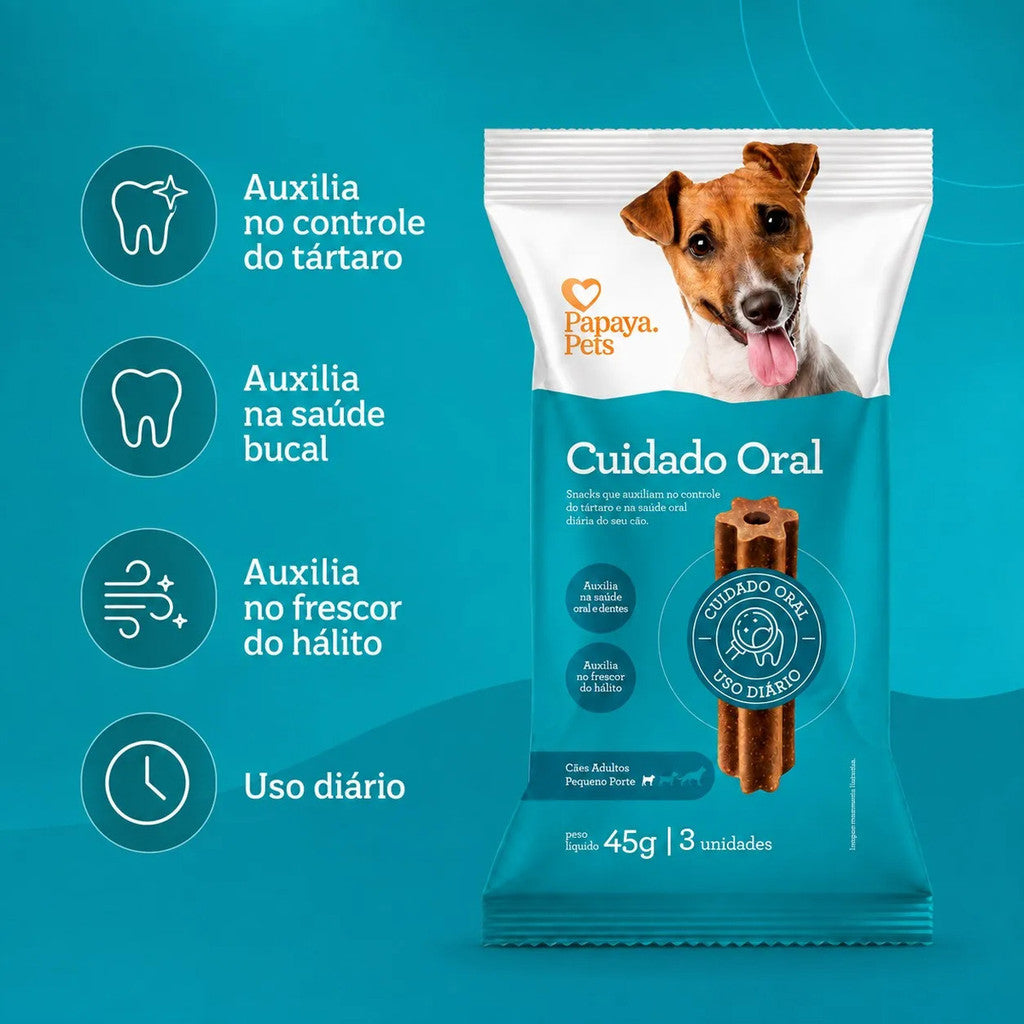 Petisco Papaya Pets Cuidado Oral Raças Pequenas 45g
