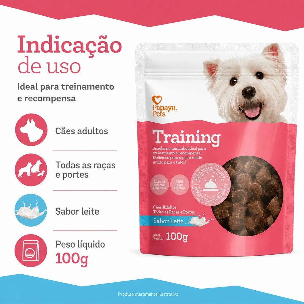 Petisco Papaya Pets Training Sabor Leite Cães Adultos 100g