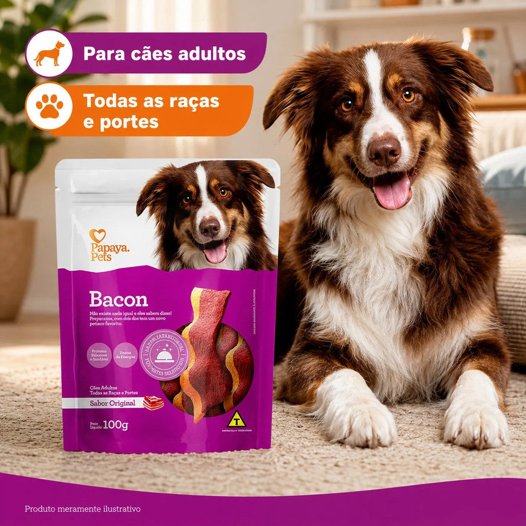Petisco Papaya Pets Bacon Sabor Original Cães Adultos 100g