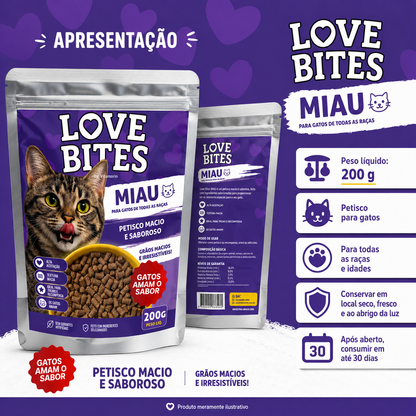 Petisco Para Gatos Love Bites Miau 200g