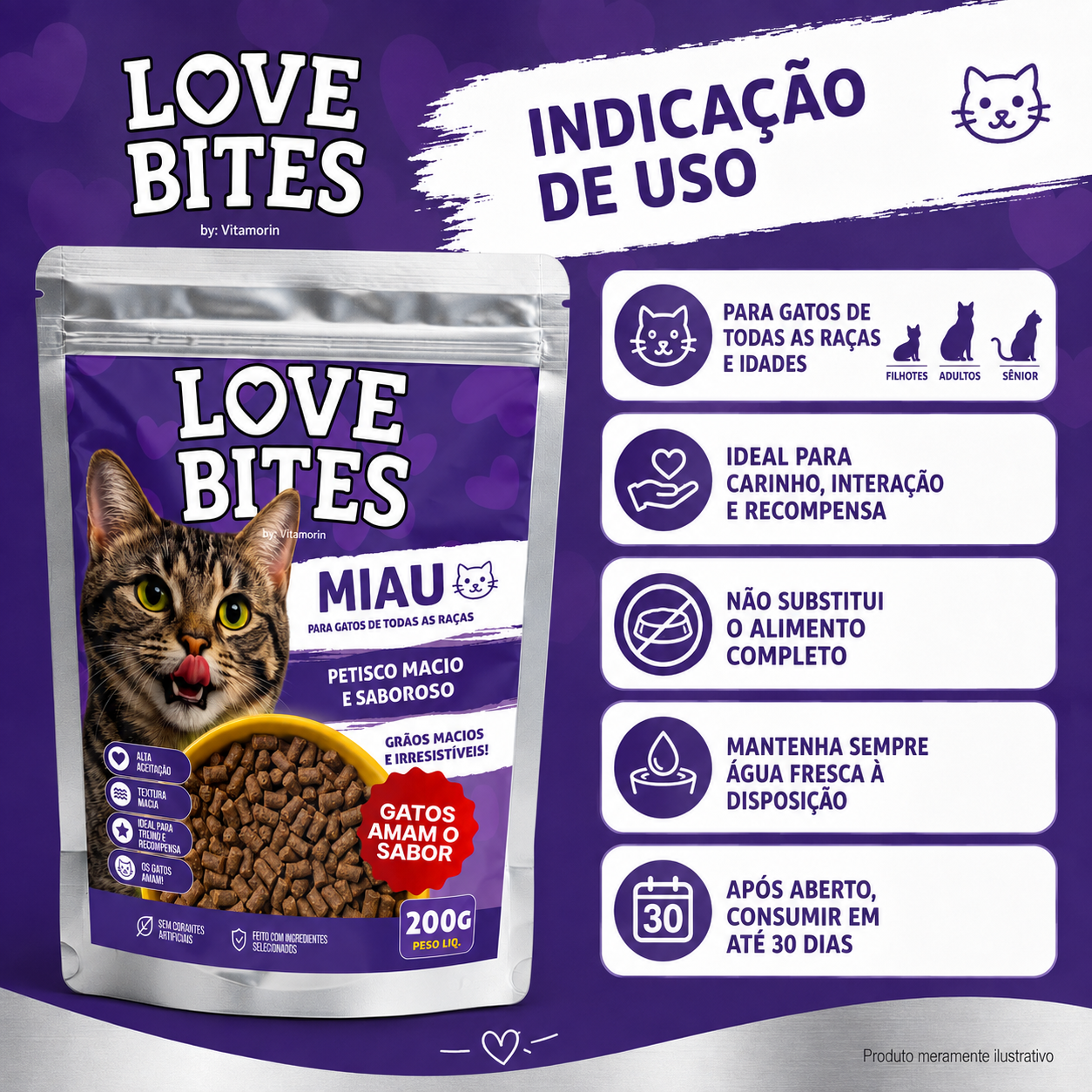 Petisco Para Gatos Love Bites Miau 200g