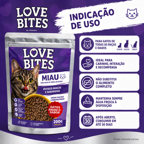 Petisco Para Gatos Love Bites Miau 200g