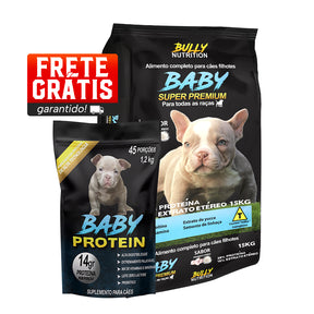 Ração Baby Super Premium + Suplemento Bully Baby Protein 1,2Kg Cachorro Forte