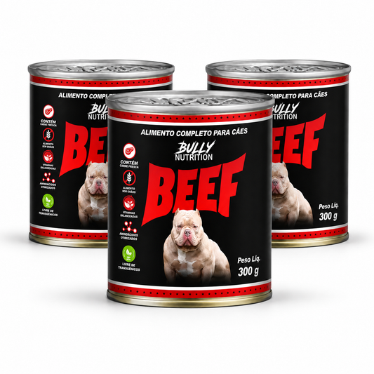 Kit 3 Rações Úmidas Para Cães Beef Bully Nutrition 300g