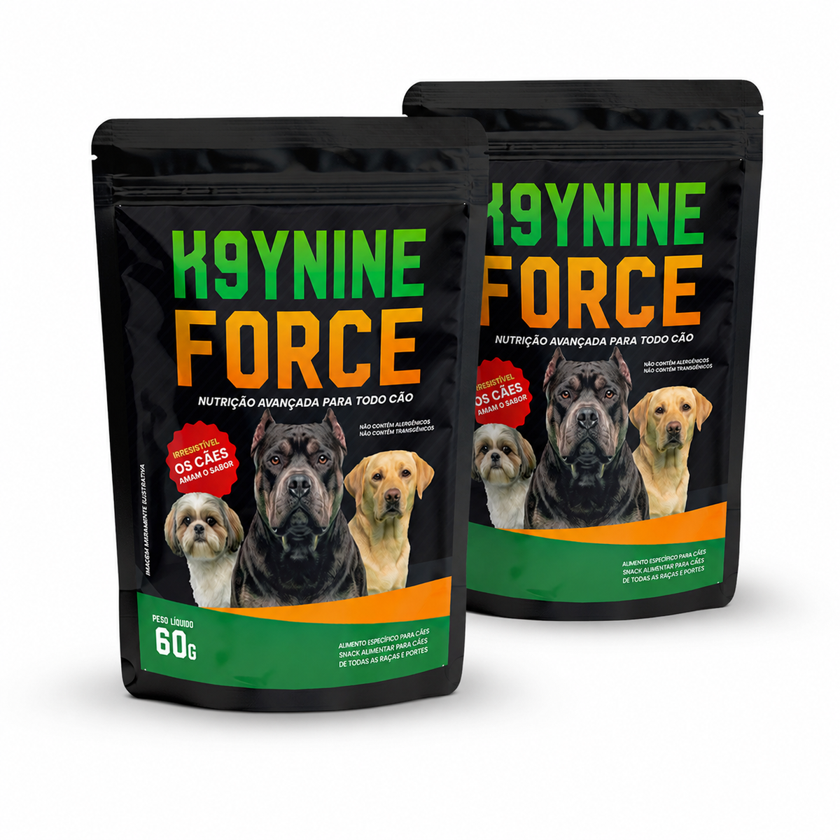 Kit 2 Snacks Alimentar K9ynine Force 60g