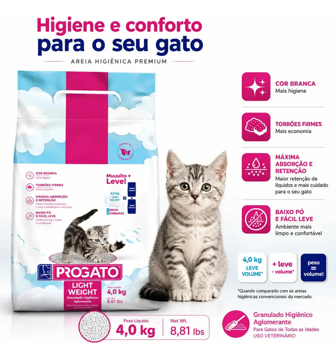 Granulado Higiênico Light Weight Progato 4kg