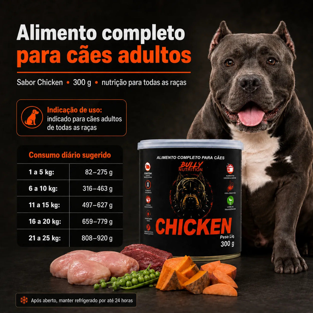 Alimento Úmido Para Cães Bully Nutrition Chicken Frango 300g
