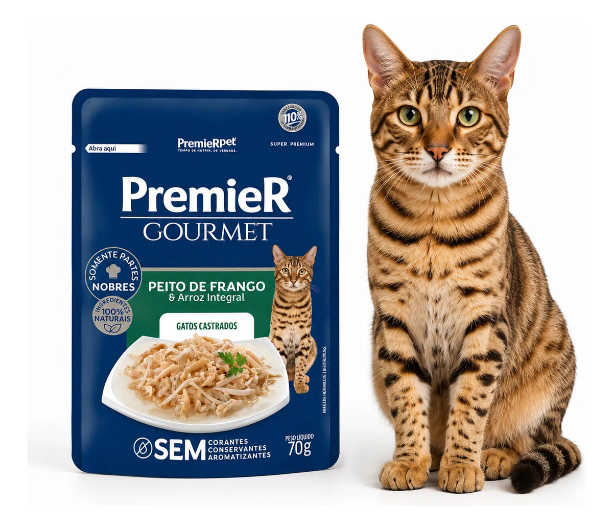 Premier Gourmet Para Gatos Adultos Castrados Frango 70g