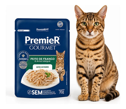 Premier Gourmet Para Gatos Adultos Castrados Frango 70g
