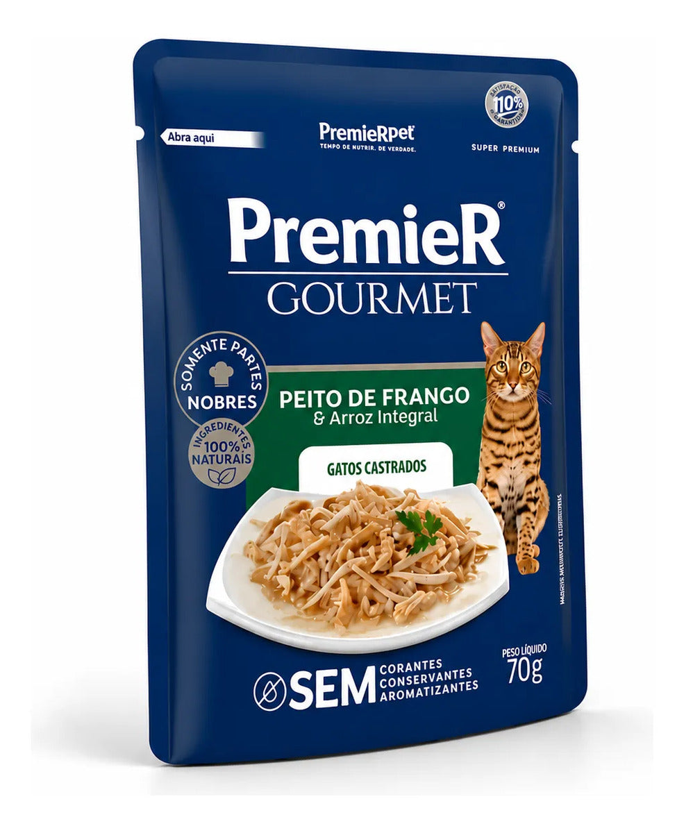 Premier Gourmet Para Gatos Adultos Castrados Frango 70g