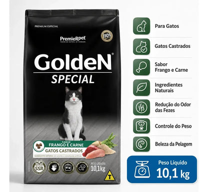 Ração Golden Special P/ Gatos Castrados Todas Raças 10,1kg