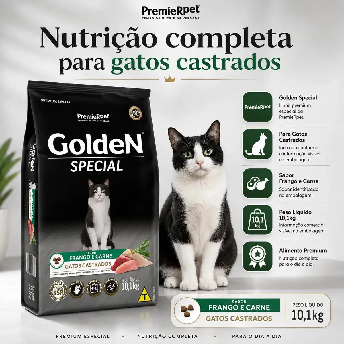 Ração Golden Special P/ Gatos Castrados Todas Raças 10,1kg
