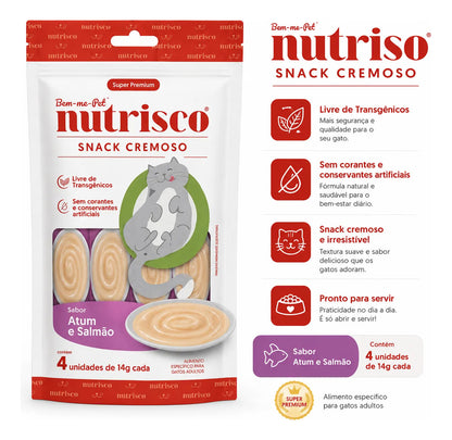 Petiscos Cremoso Nutrisco Para Gatos Sabor Atum E Salmão 14g