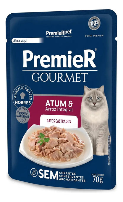 Premier Gourmet Para Gatos Adultos Castrados Atum 70g