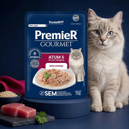 Premier Gourmet Para Gatos Adultos Castrados Atum 70g