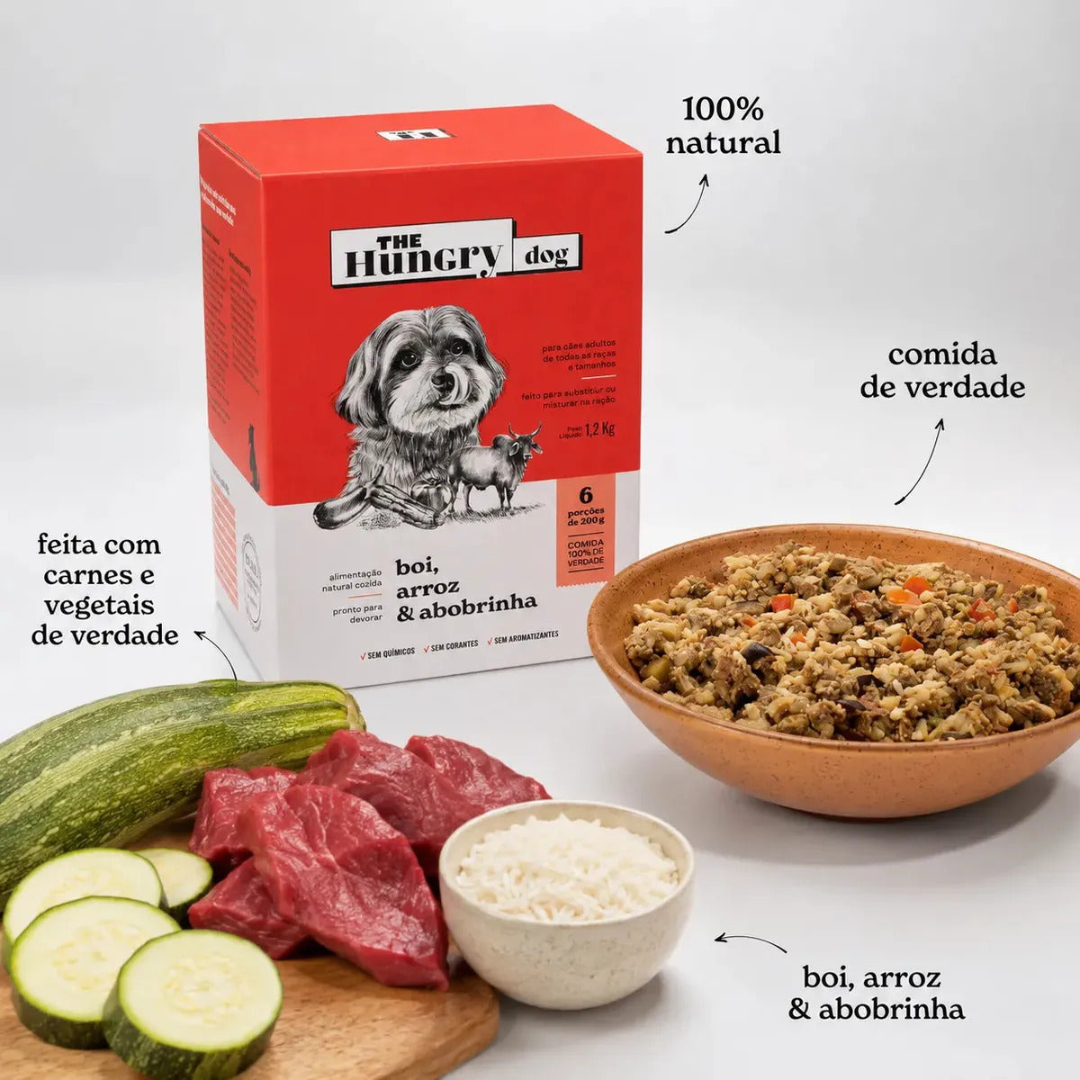 Alimento Natural P/ Cães Sabor Boi, Arroz & Abobrinha 1,2kg