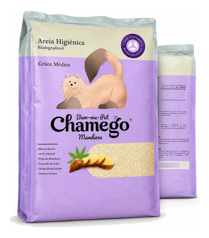 Areia Higiênica Bem-me-Pet Para Gatos Grãos Médios Mandioca 2kg