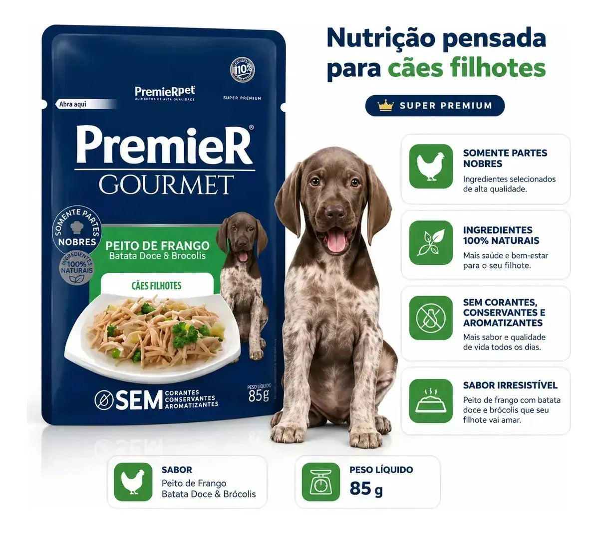 Premier Gourmet Cães Para Filhotes Frango 85g