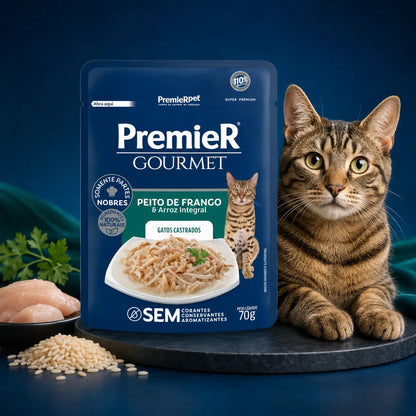 Premier Gourmet Para Gatos Adultos Castrados Frango 70g
