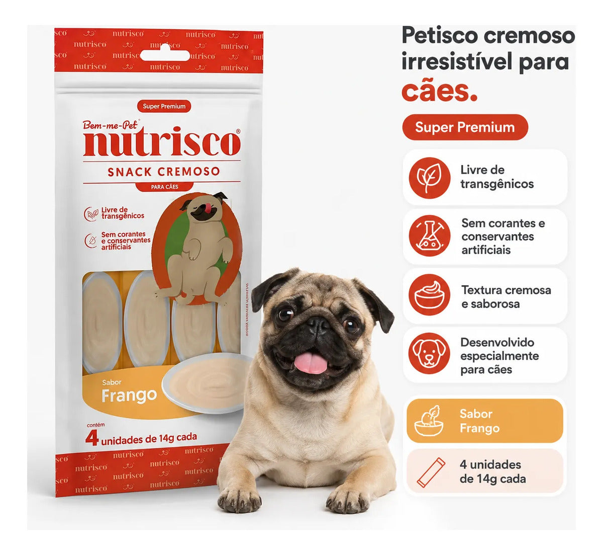 Petiscos Cremoso Nutrisco Para Cães Sabor Frango 14g